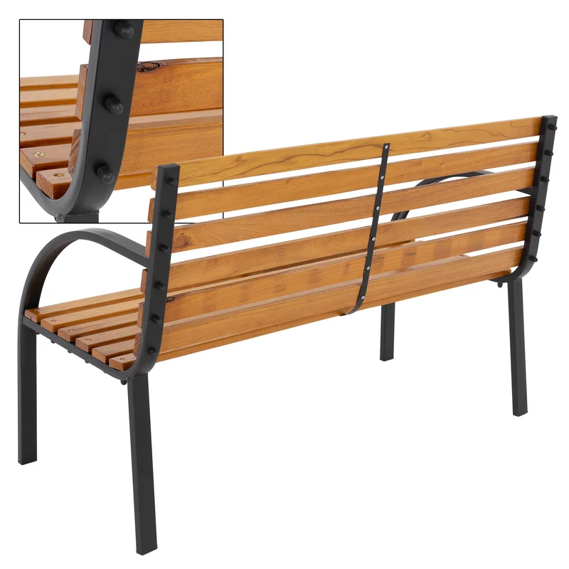 Gartenbank 2-Sitzer 122x84x58 cm Braun aus Metall von ML-Design