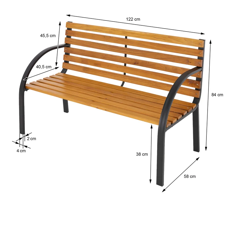 Gartenbank 2-Sitzer 122x84x58 cm Braun aus Metall von ML-Design