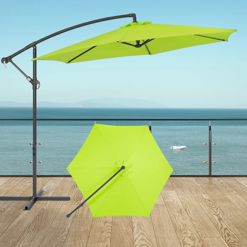 Sonnenschirm mit Kurbel Grün Ø 300 cm aus Polyester und Aluminium