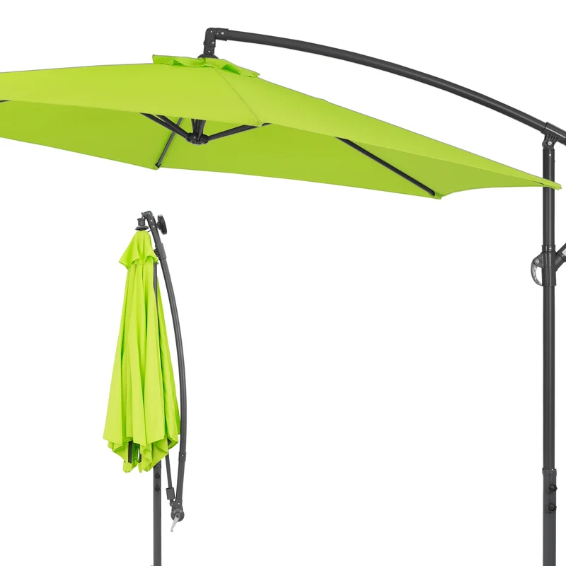 Sonnenschirm mit Kurbel Grün Ø 300 cm aus Polyester und Aluminium