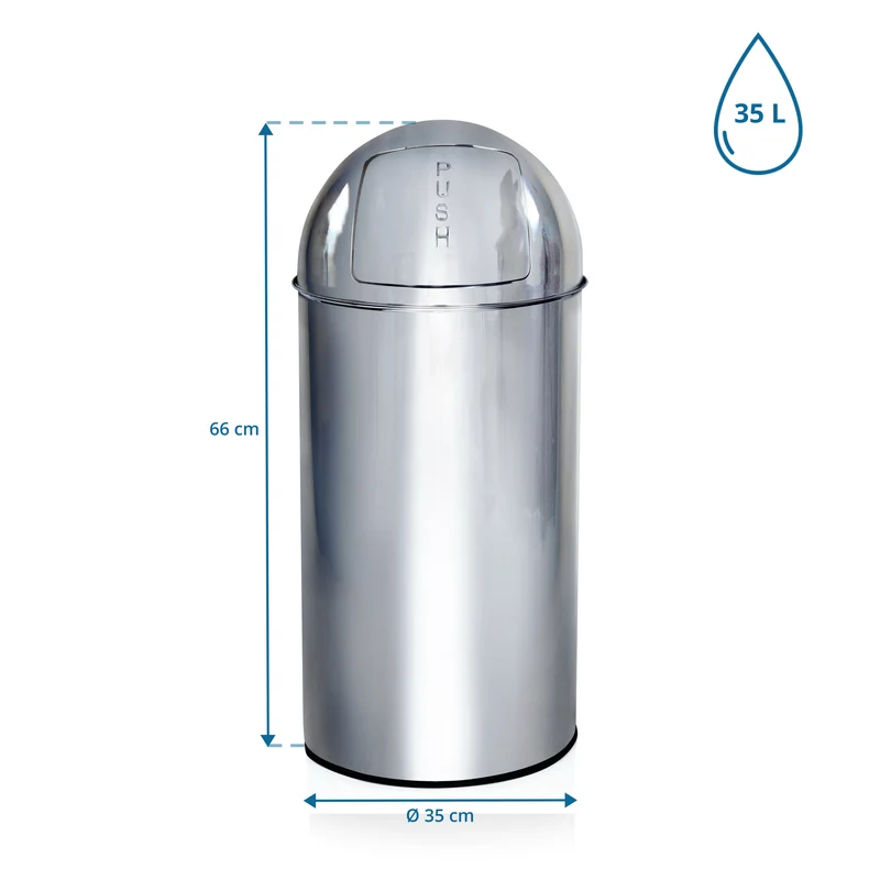 B-Ware hjh OFFICE Abfallsammler Mülleimer chrom Push 35L Inneneimer Mülltrennung