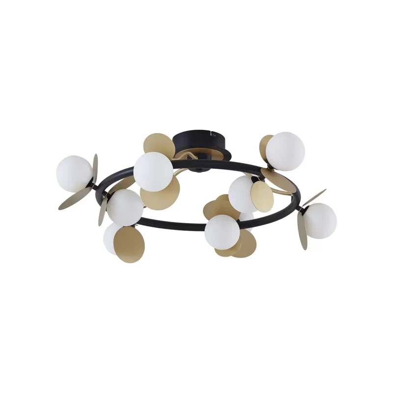 B-Ware Lucande LED-Deckenlampe Pallo Deckenleuchte Deckenlicht 9-flg. schwarz/gold Glas