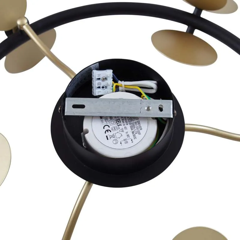 B-Ware Lucande LED-Deckenlampe Pallo Deckenleuchte Deckenlicht 9-flg. schwarz/gold Glas