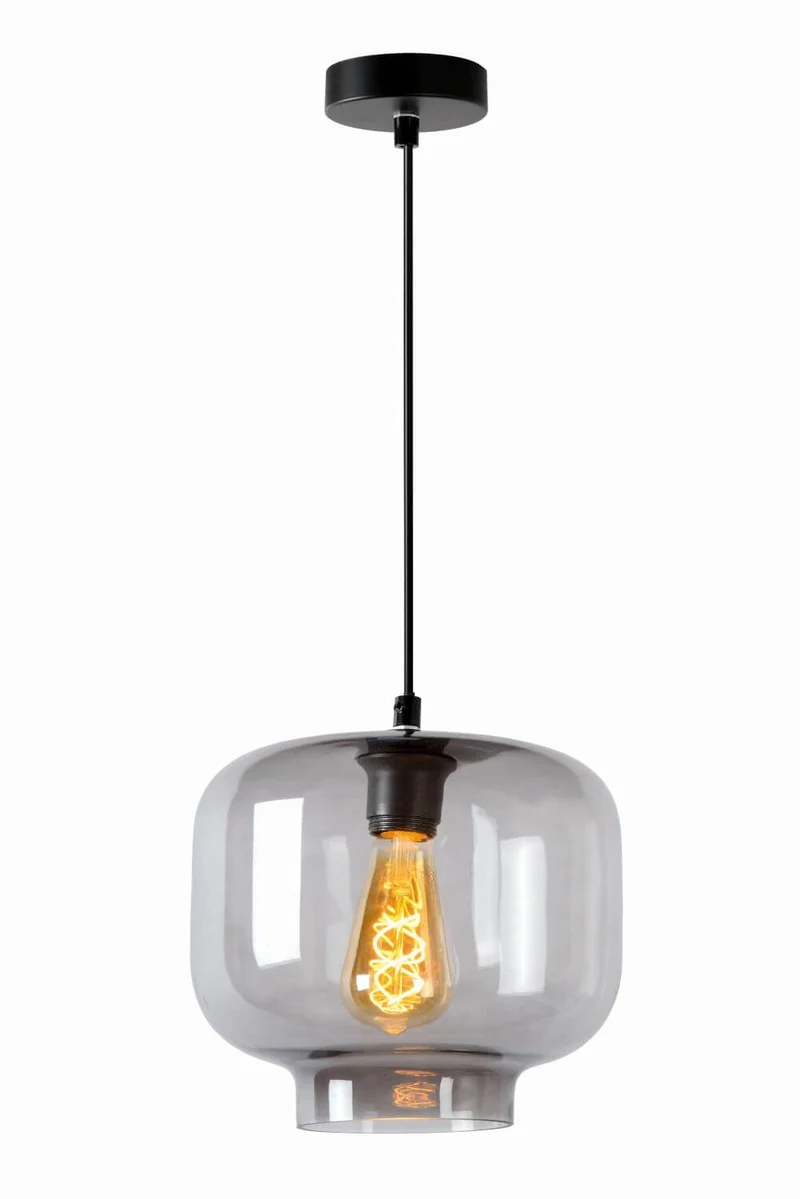 B-Ware Lucide Hängeleuchte Pendelleuchte Medine Glas Rauchgrau Ø 25 cm E27 LED Lampe