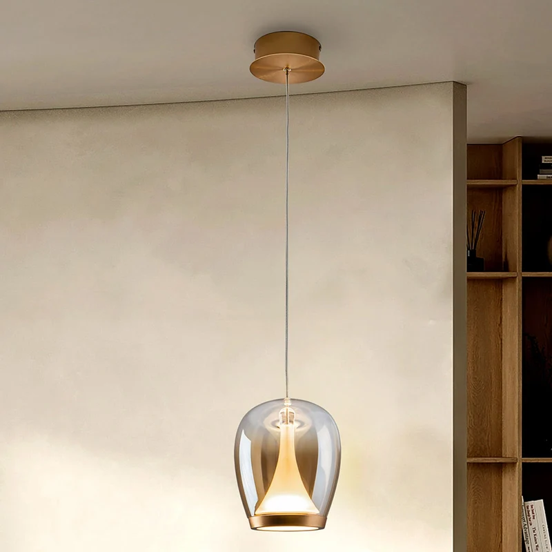 B-Ware Schuller Valencia Pendelleuchte Hängeleuchte LED Glas gold amber Aluminium362