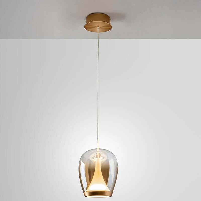 B-Ware Schuller Valencia Pendelleuchte Hängeleuchte LED Glas gold amber Aluminium362