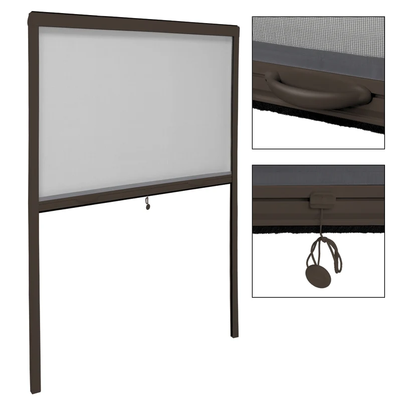 Fliegengitter Braun 130x160 cm mit Rahmen aus Aluminium