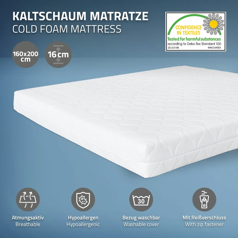 Matratze 160x200x16 cm aus Kaltschaum ML-Design