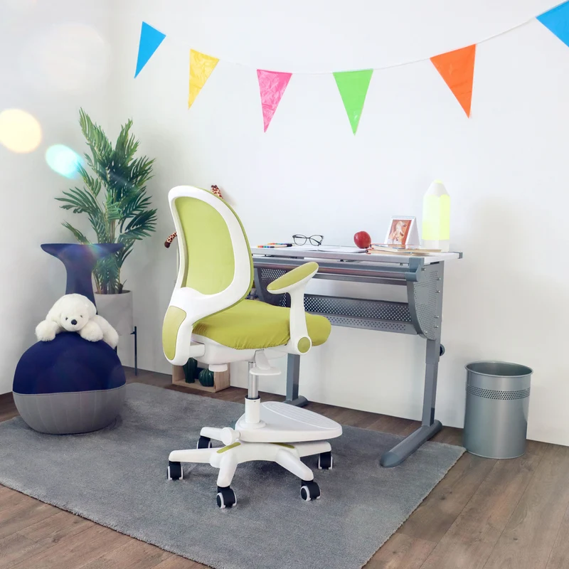 B-Ware hjh OFFICE Kinderstuhl Kinderdrehstuhl KID ERGO höhenverstellbar Netzstoff grün
