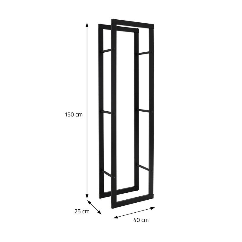 Kaminholzregal rechteckig 40x150x25 cm Dunkelgrau aus Stahl ML-Design