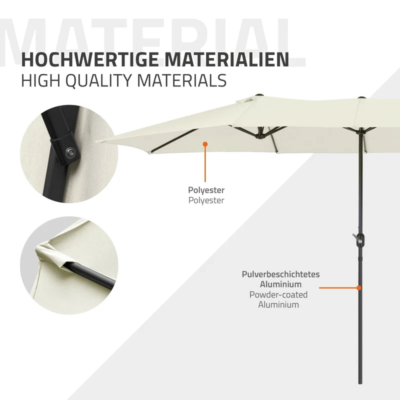 Doppelsonnenschirm 380x200 cm Creme aus Polyester ML-Design