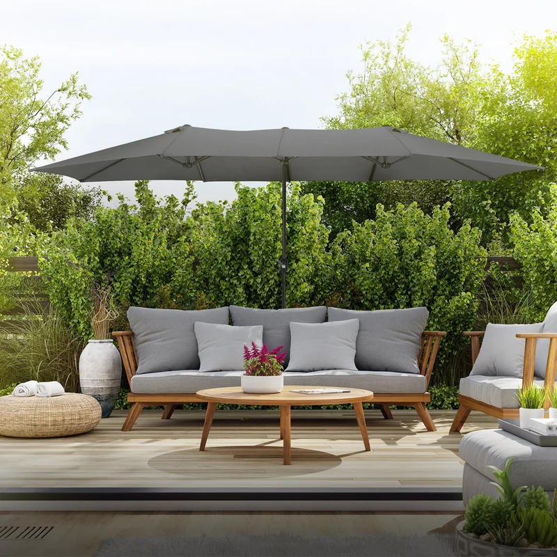 Doppelsonnenschirm 380x200 cm Anthrazit aus Polyester ML-Design