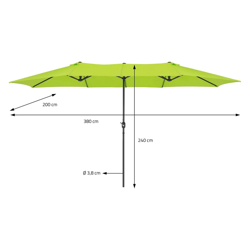 Doppelsonnenschirm 380x200 cm Grün aus Polyester ML-Design