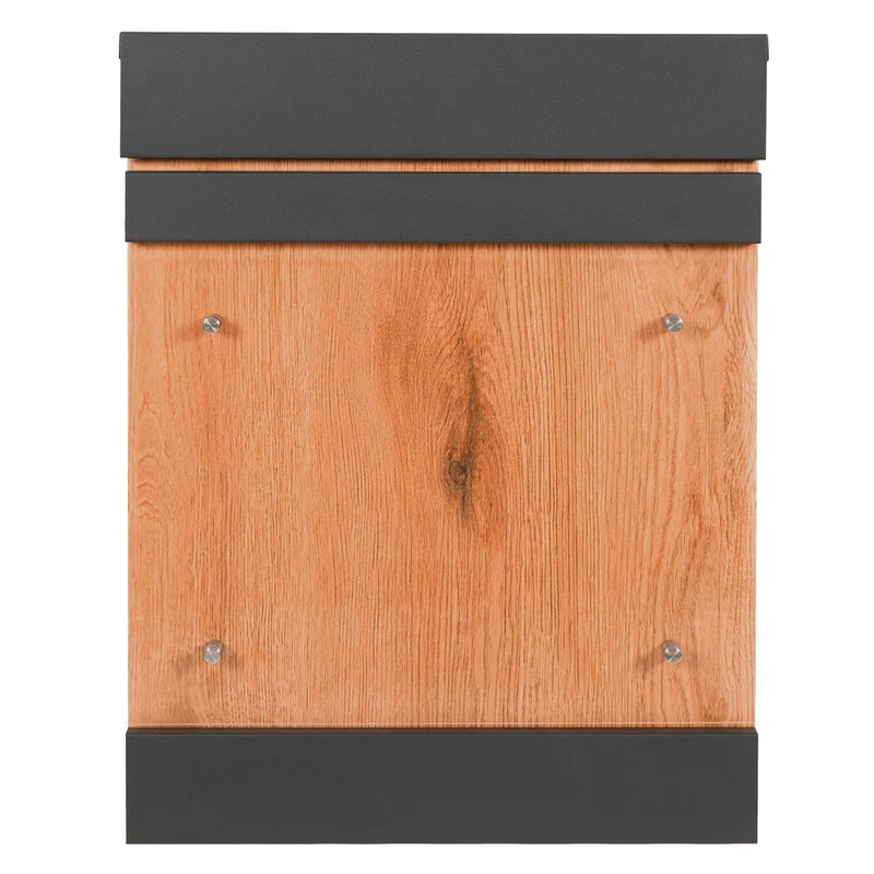 Paketbriefkasten mit Ständer 44x35x58 cm Anthrazit/Holzoptik aus verzinktem Stahl ML-Design