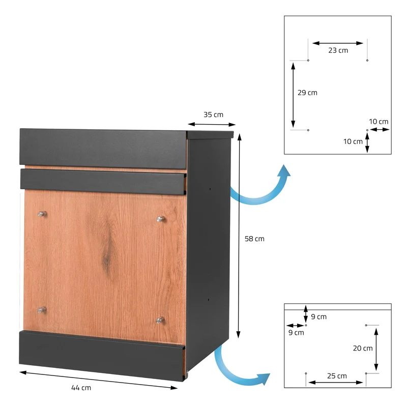 Paketbriefkasten mit Ständer 44x35x58 cm Anthrazit/Holzoptik aus verzinktem Stahl ML-Design