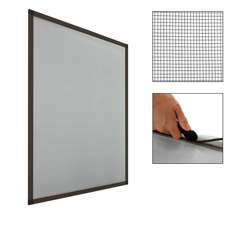 Fliegengitter Braun 130x150 cm mit Rahmen aus Aluminium