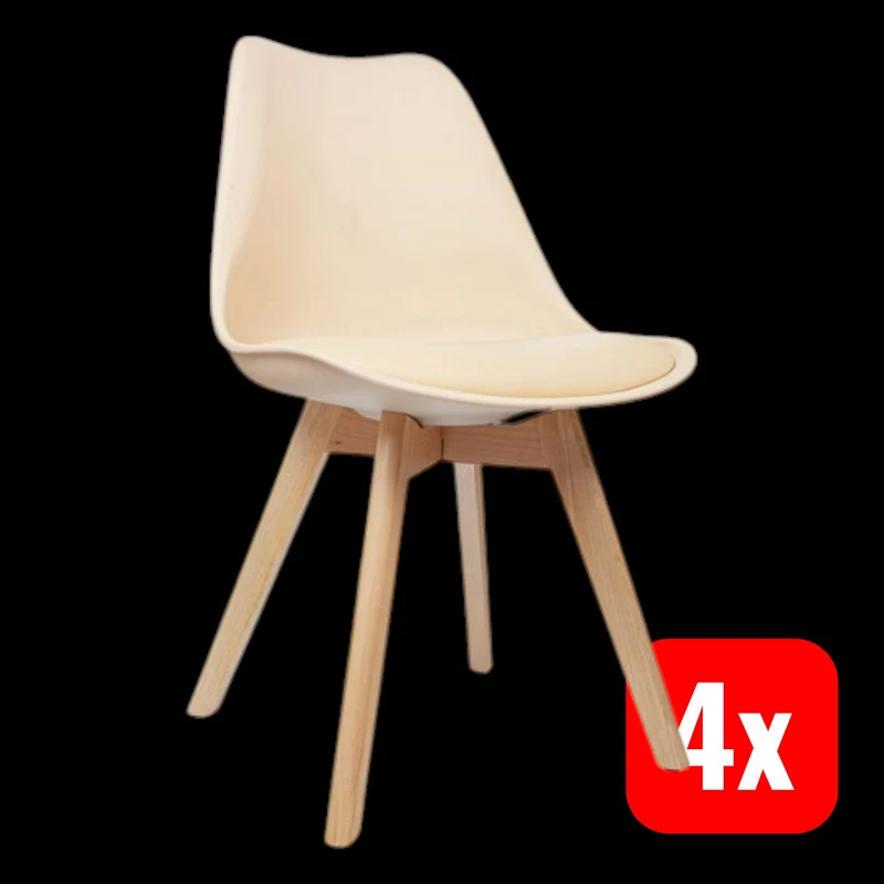 4x B-Ware hjh OFFICE Besucherstuhl Schalenstuhl SCANDI Esszimmer Kunststoff beige 4 St131