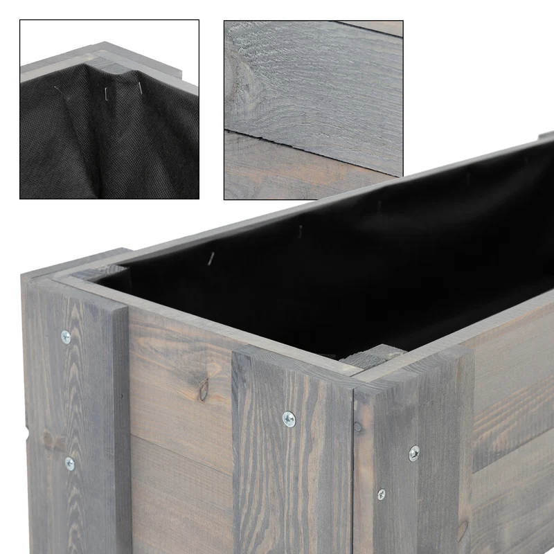Blumenkasten 3er Set Grau aus Kiefernholz WOMO-Design