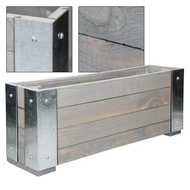 Blumenkasten 3er Set Grau aus Kiefernholz WOMO-Design