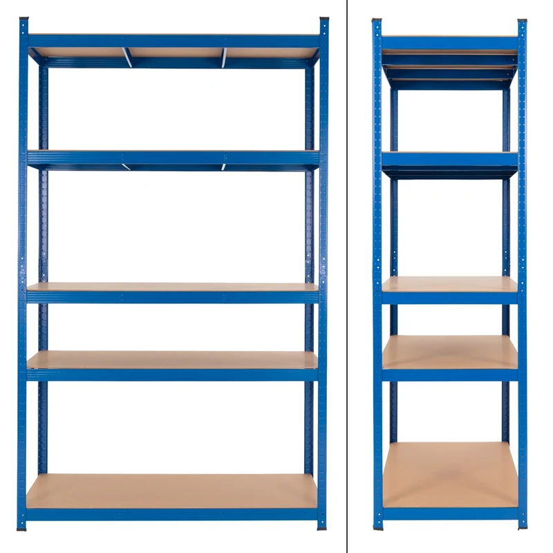 Werkstattregal 2er Set 200x100x50 cm Blau aus Metall und MDF Holzfaserplatte bis 875 kg
