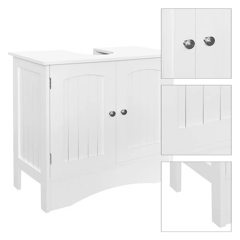 Badmöbel Badezimmermöbel Set 2-Teilig Weiß aus Holz Unterschrank, Spiegelschrank mit einer Ablage ML-Design
