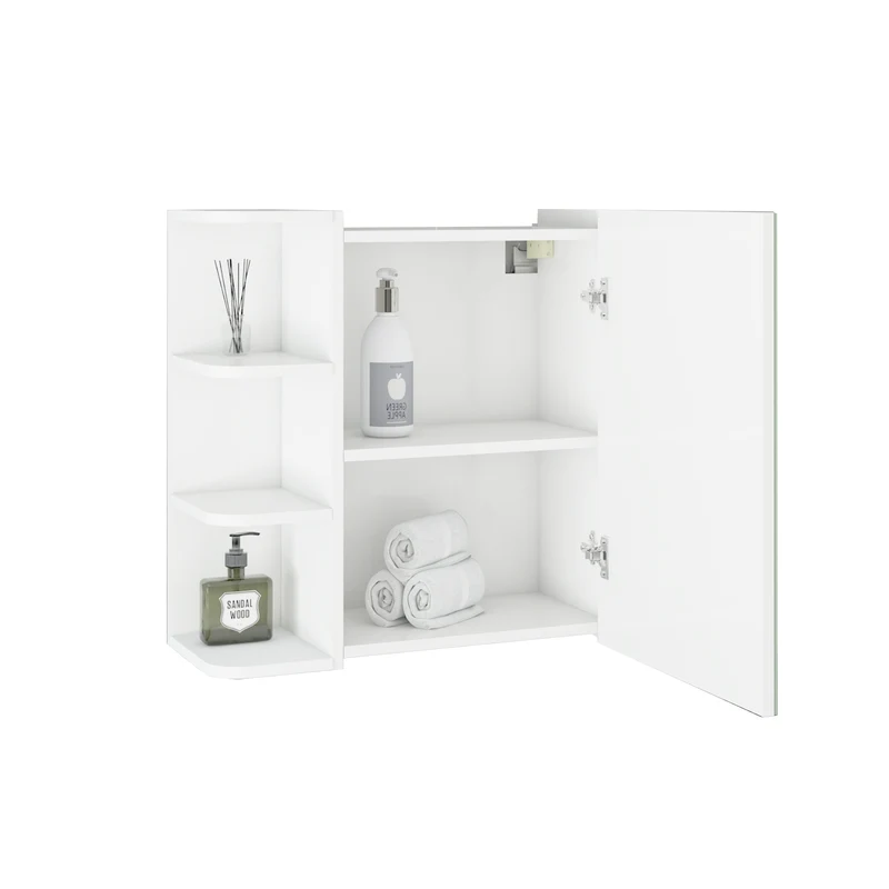 Badmöbel Badezimmermöbel Set 2-Teilig Weiß aus Holz Unterschrank, Spiegelschrank mit einer Ablage ML-Design