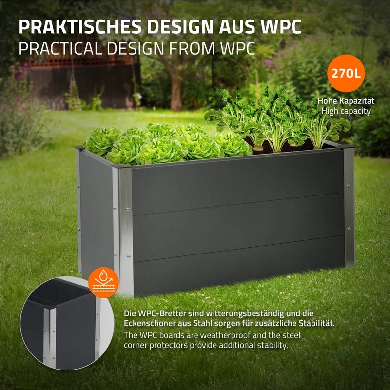 Hochbeet 100x50x54 cm Anthrazit aus WPC ML-Design