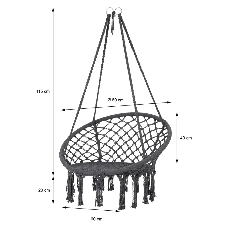 Hängesessel mit Gestell Grau aus Baumwolle bis 120 kg