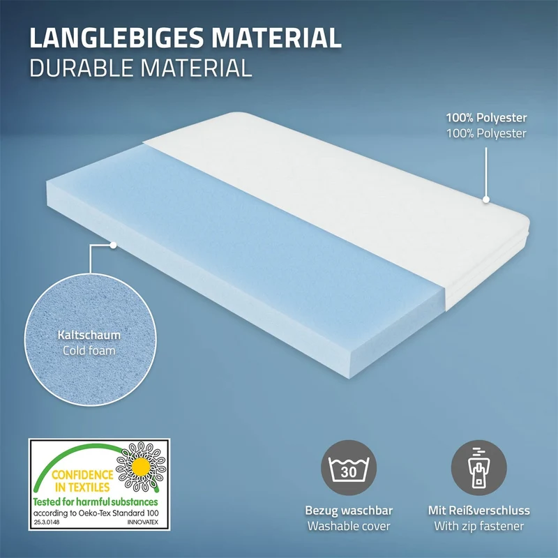 Bettgestell Dopplbett Metallbett 160x200 cm Anthrazit inkl. Matratze H-16cm mit Lattenrost & Kopfteil ML-Design