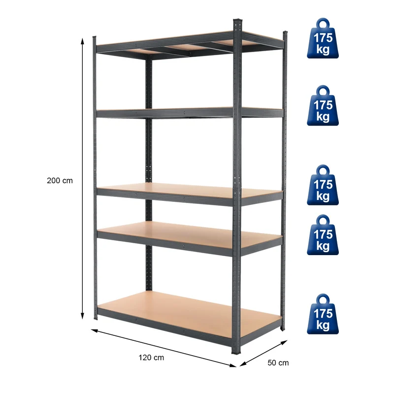 Werkstattregal 200x120x50 cm Anthrazit aus Metall