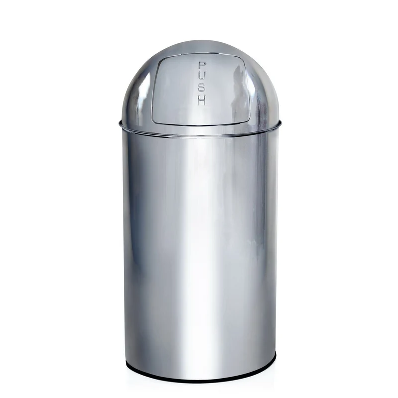 B-Ware hjh OFFICE Abfallsammler Mülleimer PUSH 50L chrom Stahlblech Inneneimer
