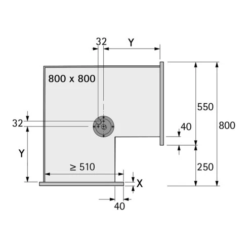 B-Ware Hettich Eckschrankdrehbeschlag Falttürbeschlag Revo 90° 800mm silber weiß