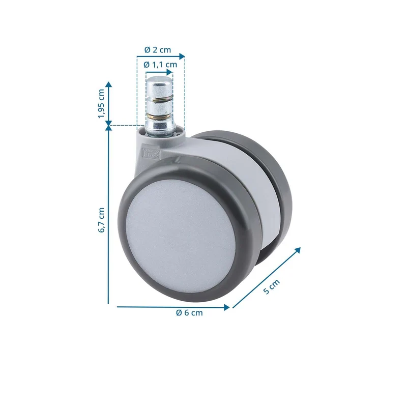 B-Ware 5x Hartbodenrollen ROLO MOVE 60 11mm / 60mm Büro-Stuhl-Rolle (5er Pack)