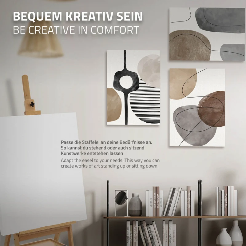 Premium Staffelei mit Schublade Aufnahme 151-195 cm Zeichenhöhe Braun aus Holz