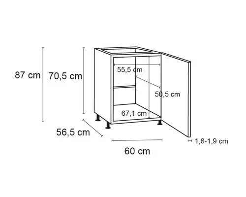 B-Ware Optifit Spülenschrank Küchenmöbel Bengt932 weiß matt 1 Drehtür 60x58,4x87cm