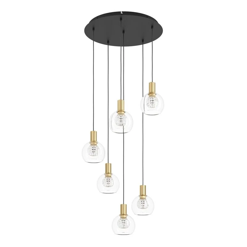 B-Ware LED Pendelleuchte dimmbar Terque Hängelampe 6-flammig schwarz Ø60cm 3060lm