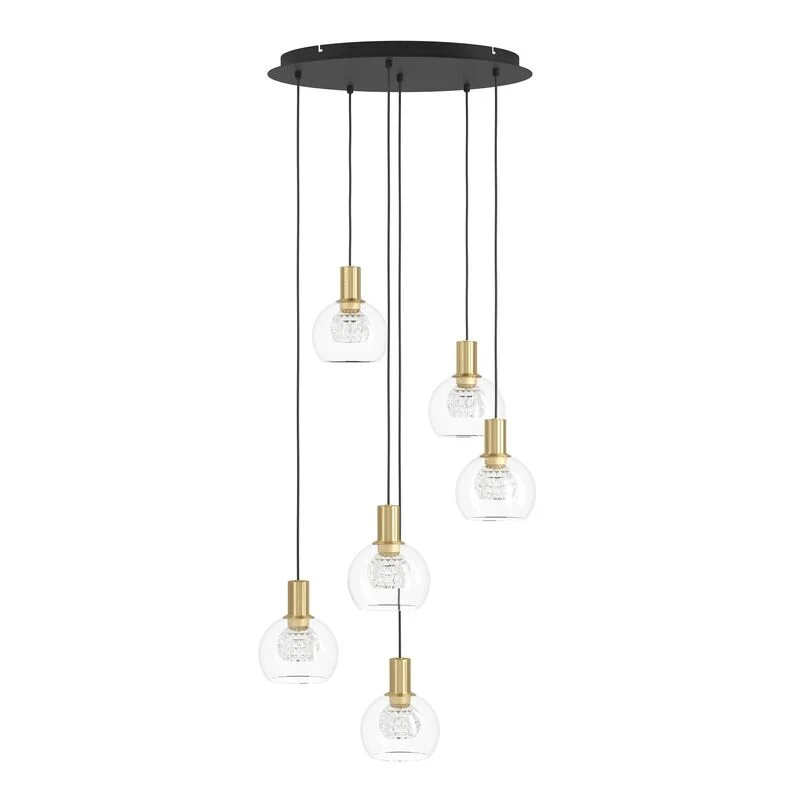 B-Ware LED Pendelleuchte dimmbar Terque Hängelampe 6-flammig schwarz Ø60cm 3060lm