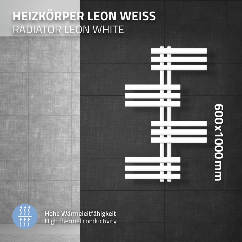 Badheizkörper Leon 600x1000 mm Weiß