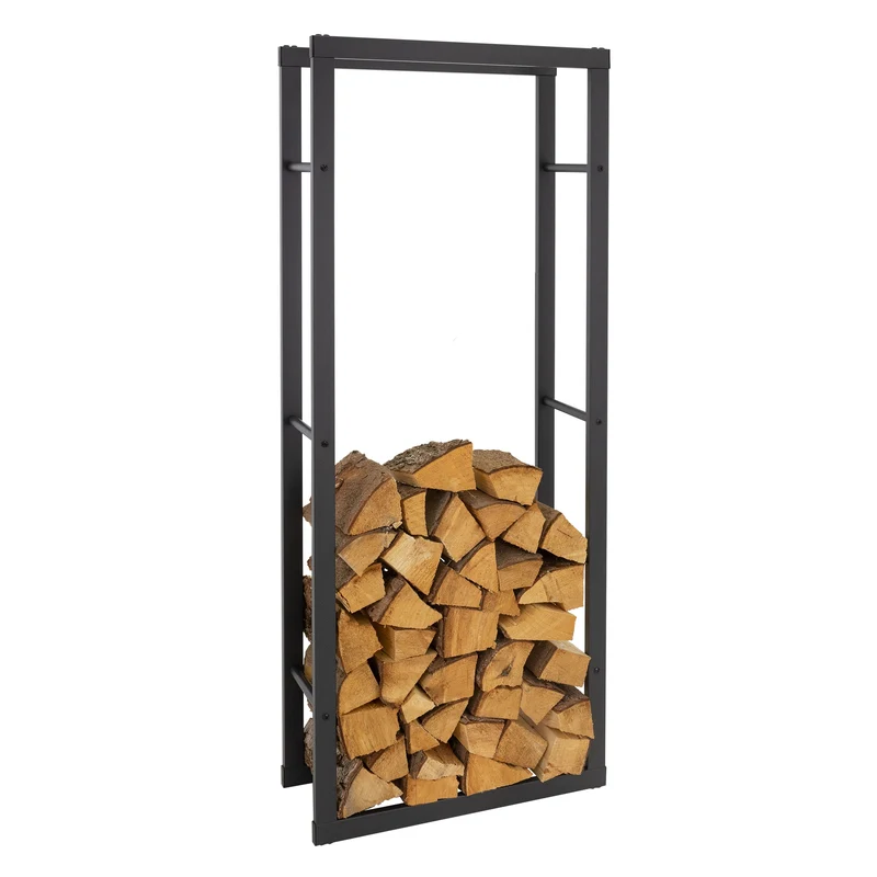 Kaminholzregal 60x150x25 cm Grau aus Metall ML-Design