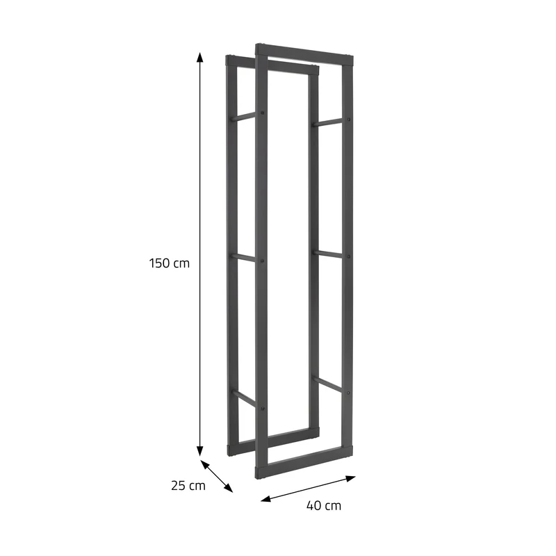 Kaminholzregal 40x150x25 cm Grau aus Metall ML-Design