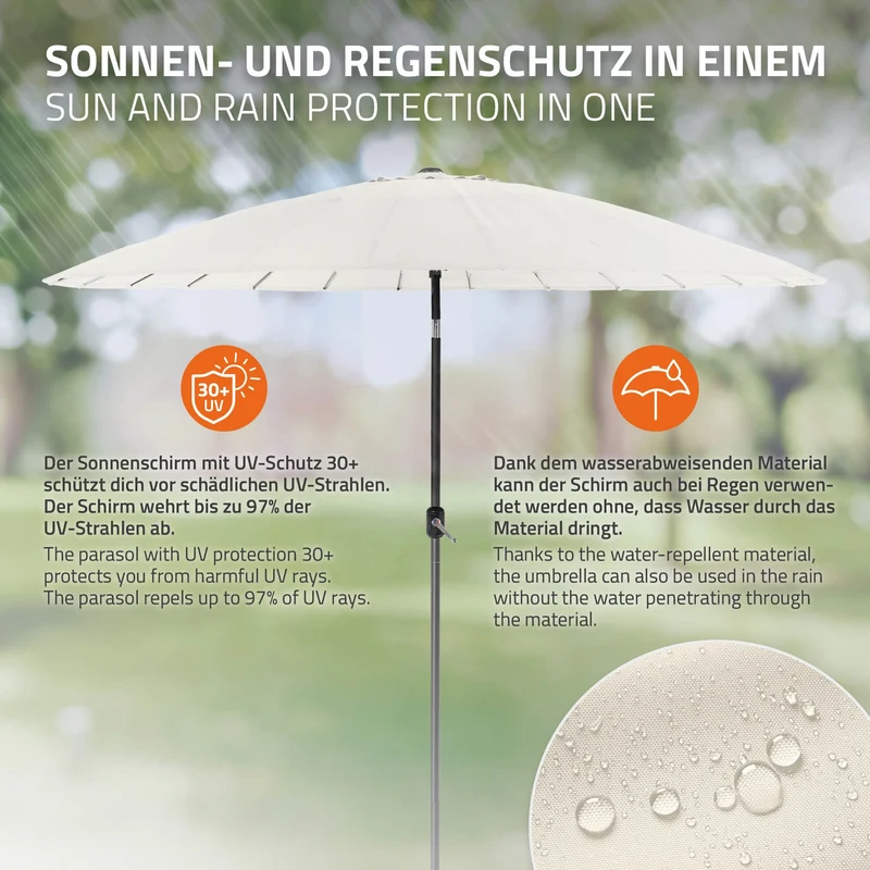 Sonnenschirm Shanghai Ø 325 cm Creme aus Aluminium und Polyester ML-Design