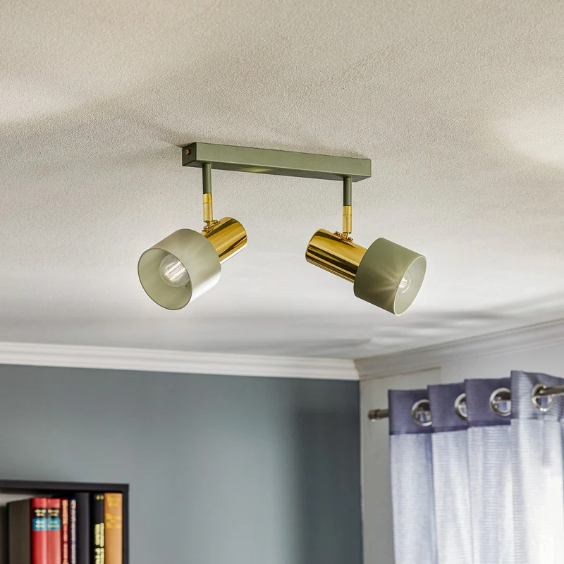 B-Ware Euluna Deckenstrahler Deckenlampe Lampe Leuchte Destin zweiflammig grün/mess218