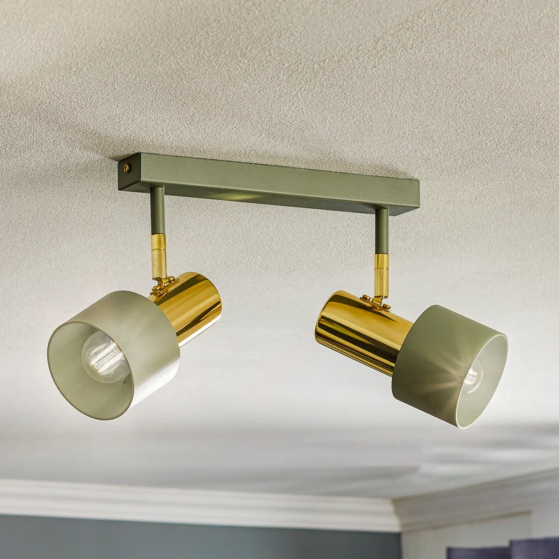 B-Ware Euluna Deckenstrahler Deckenlampe Lampe Leuchte Destin zweiflammig grün/mess218