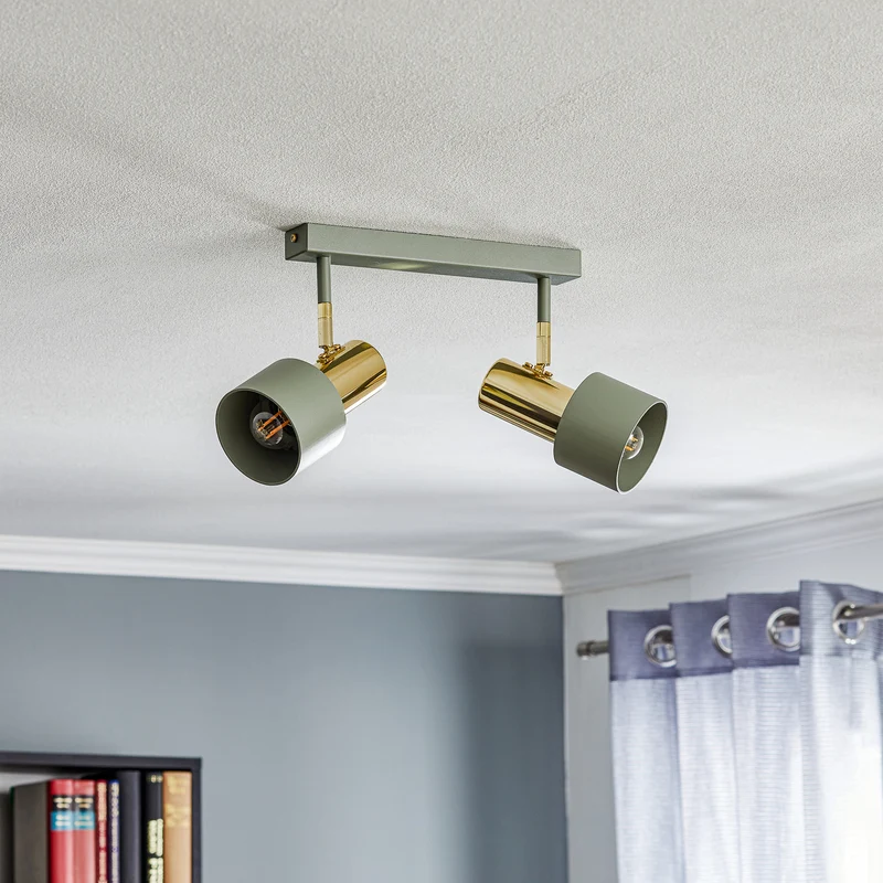 B-Ware Euluna Deckenstrahler Deckenlampe Lampe Leuchte Destin zweiflammig grün/mess218