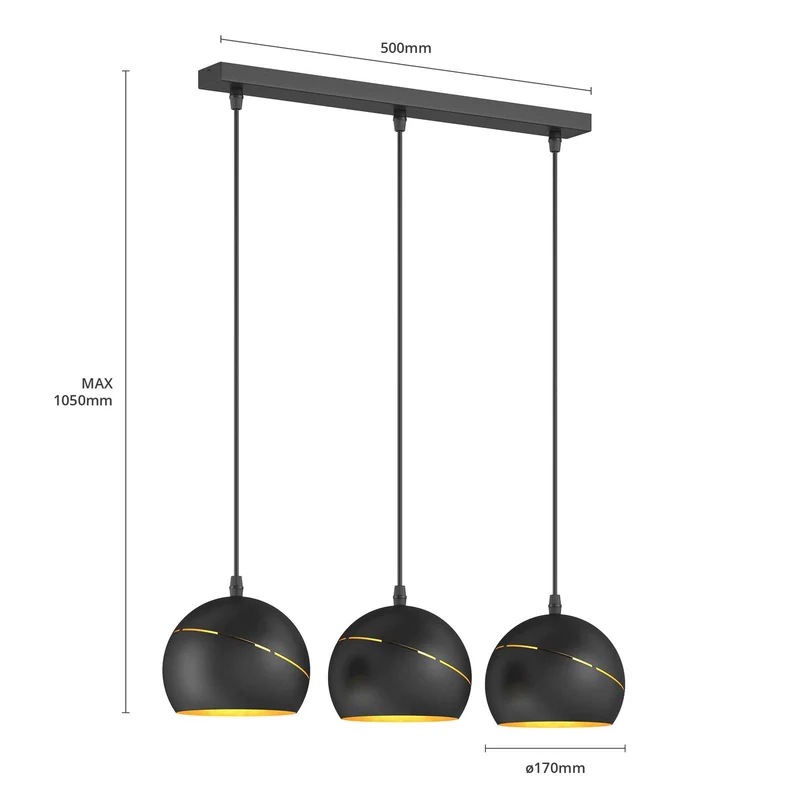 B-Ware Euluna Hängeleuchte Yoda Pendelleuchte Deckenlampe Leuchte dreiflammig linear