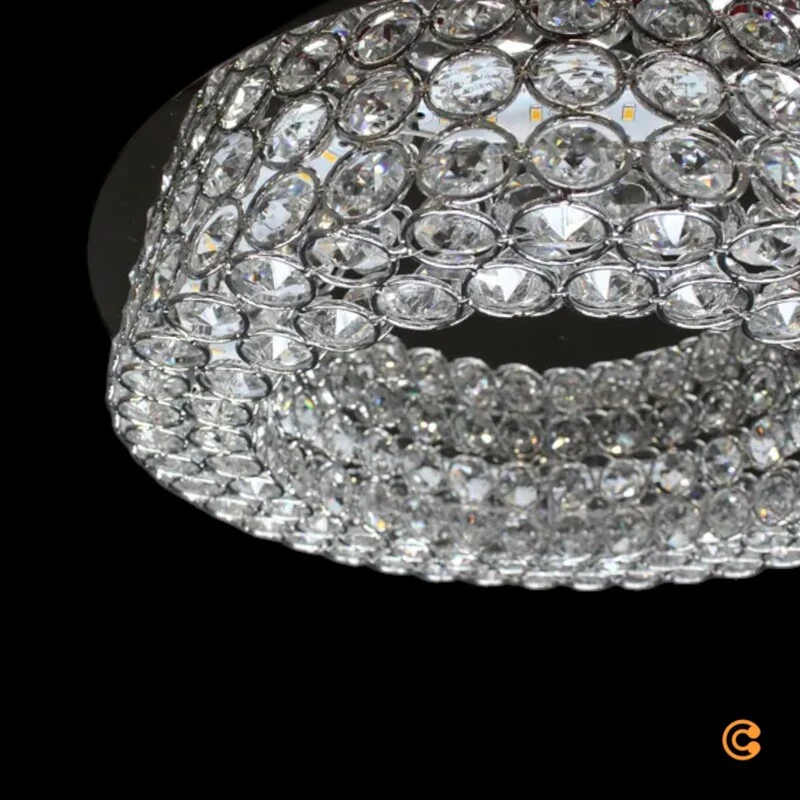 B-Ware Filomena Deckenleuchte Deckenlampe LED Kristalloptik Glassteine Silber Chrom