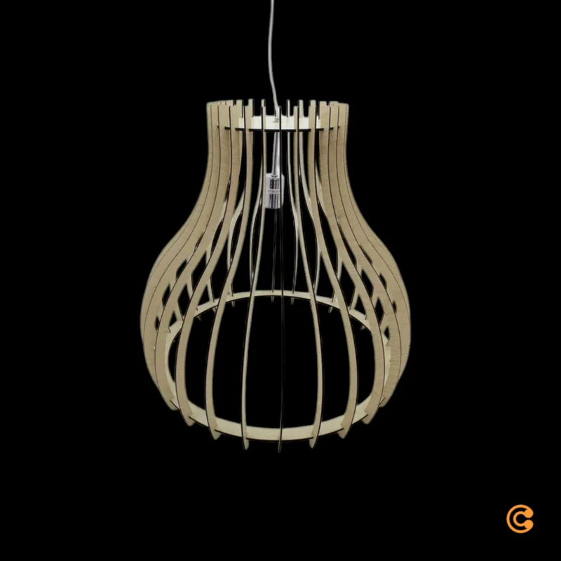 B-Ware Pendelleuchte Hängeleuchte Holzlampe Ellys Holz Natur Lampenschirm Holzlamellen