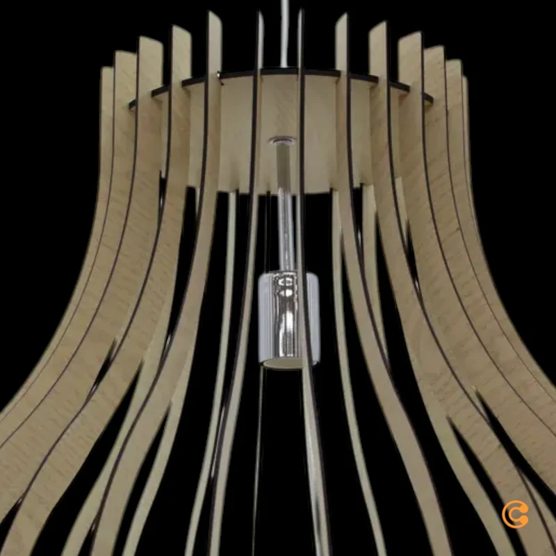 B-Ware Pendelleuchte Hängeleuchte Holzlampe Ellys Holz Natur Lampenschirm Holzlamellen