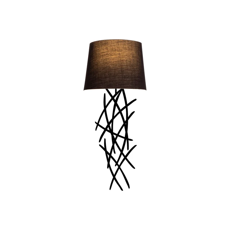 B-Ware Asaf Wandleuchte Wandlampe Stoffschirm schwarz Leuchte Lampe Beleuchtung