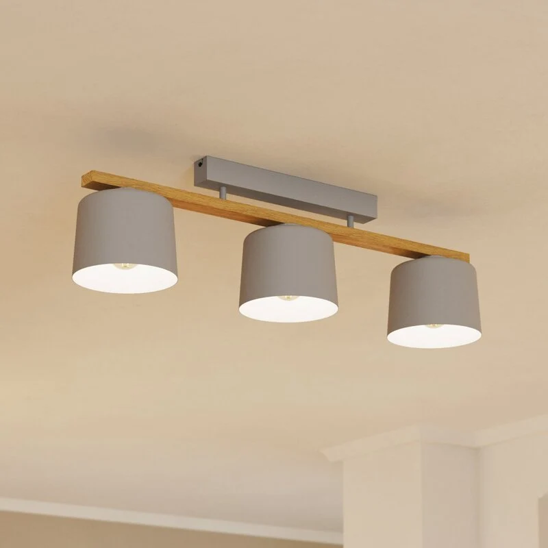 B-Ware Eglo Deckenleuchte Lampe Mariel 3-flammig hellgrau holz natur Leuchte Spot833